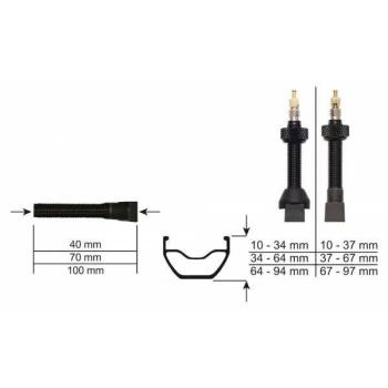 Komplet zaworów Caffe Tubelless 40mm - BLACK-10982