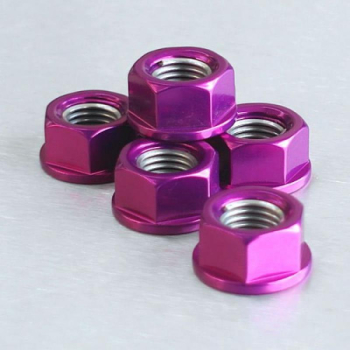 Alum. nakrętka koła zębatego 10mm - 6 szt.- PURPLE